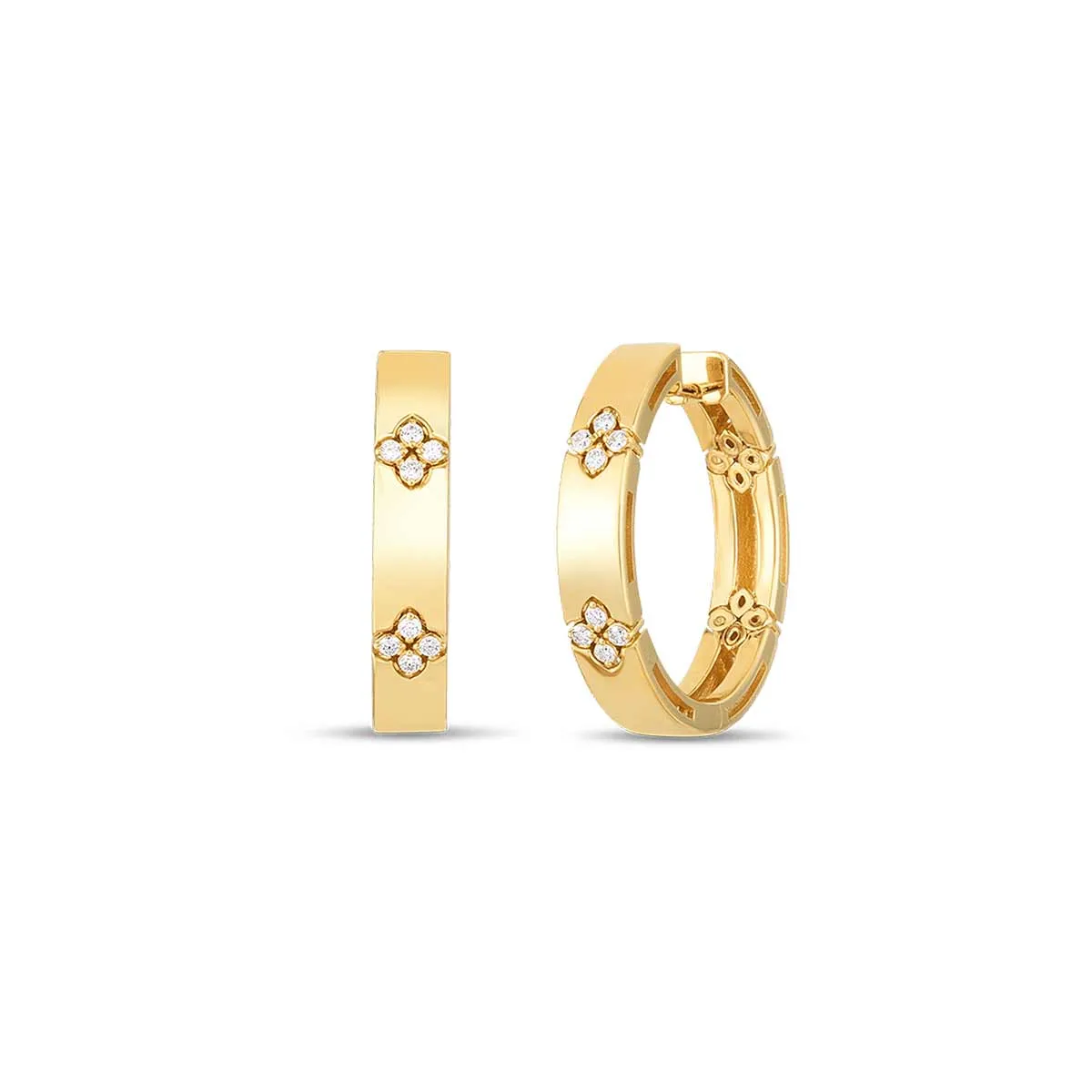 18K Gold Love in Verona 20mm Hoops with Diamond Flowers