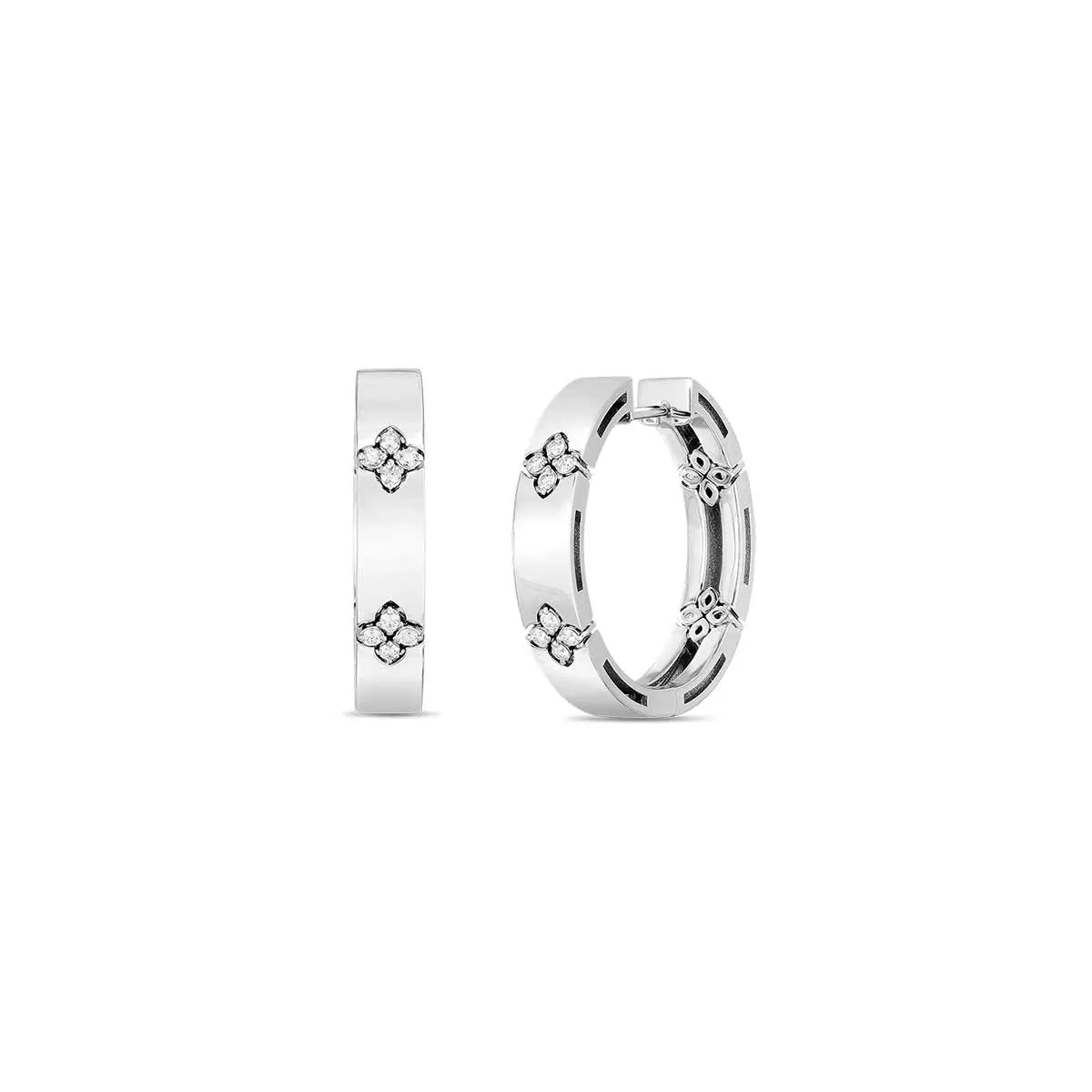 18K Gold Love in Verona 20mm Hoops with Diamond Flowers