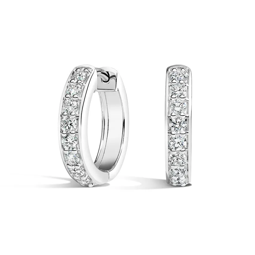 18k Gold Natural Diamond Huggie Earrings