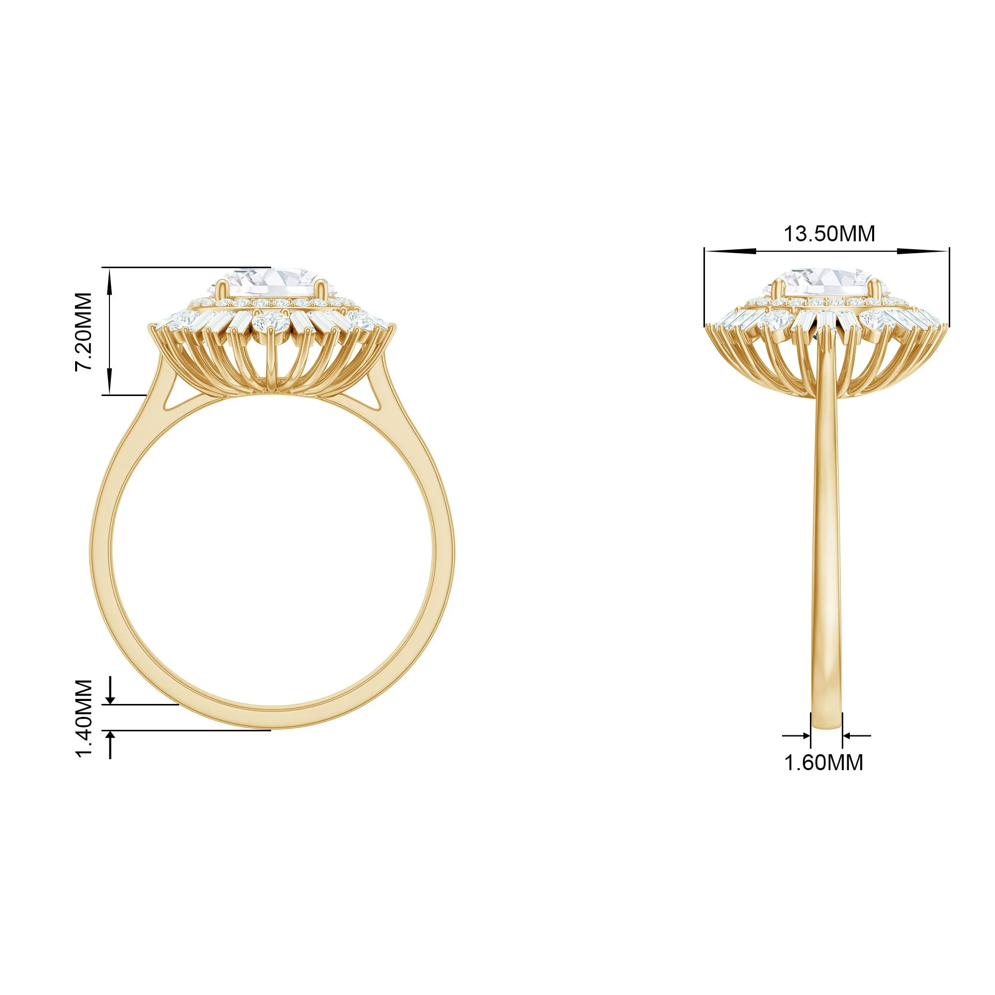 2.25 CT Zircon Cocktail Engagement Ring in Gold
