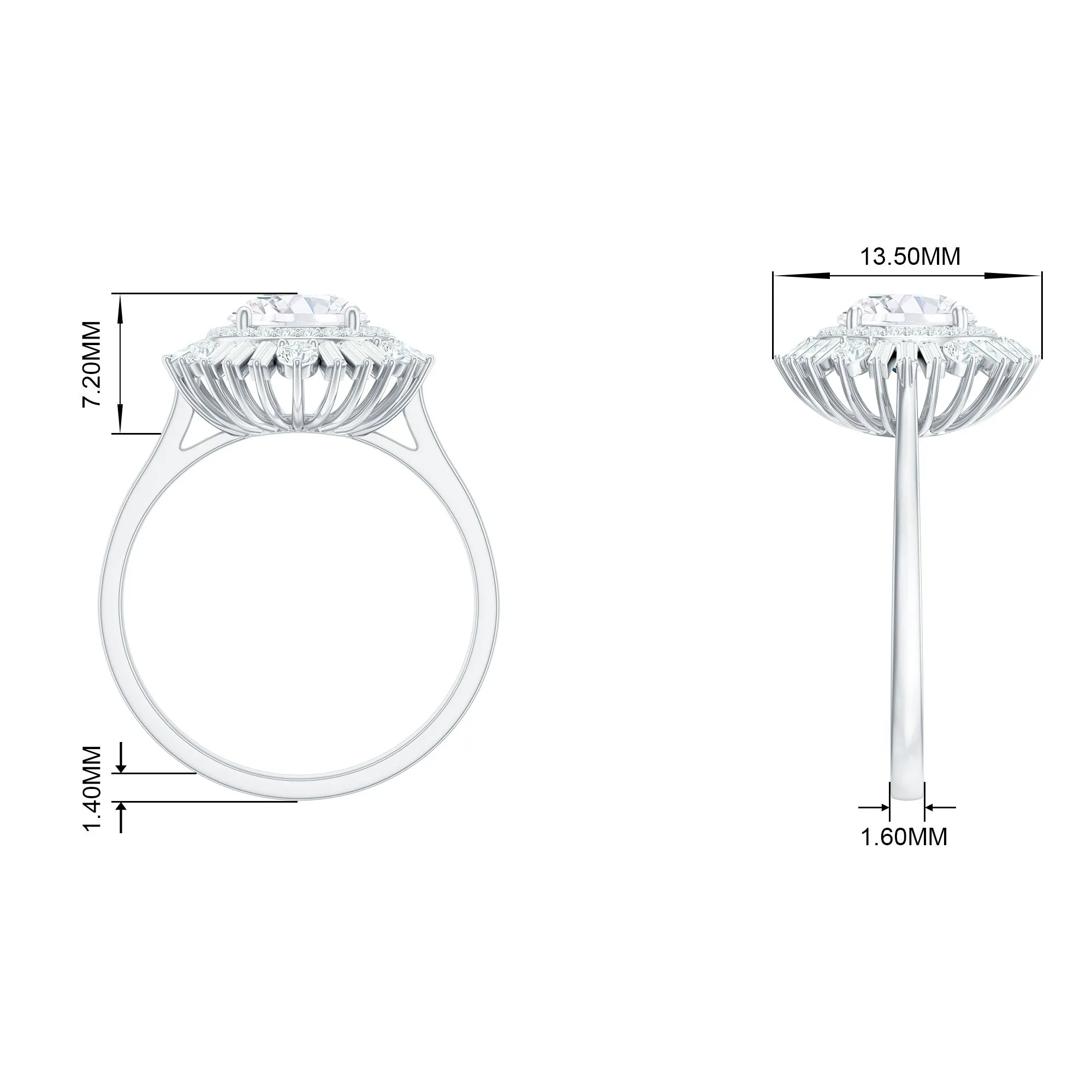 2.25 CT Zircon Cocktail Engagement Ring in Gold