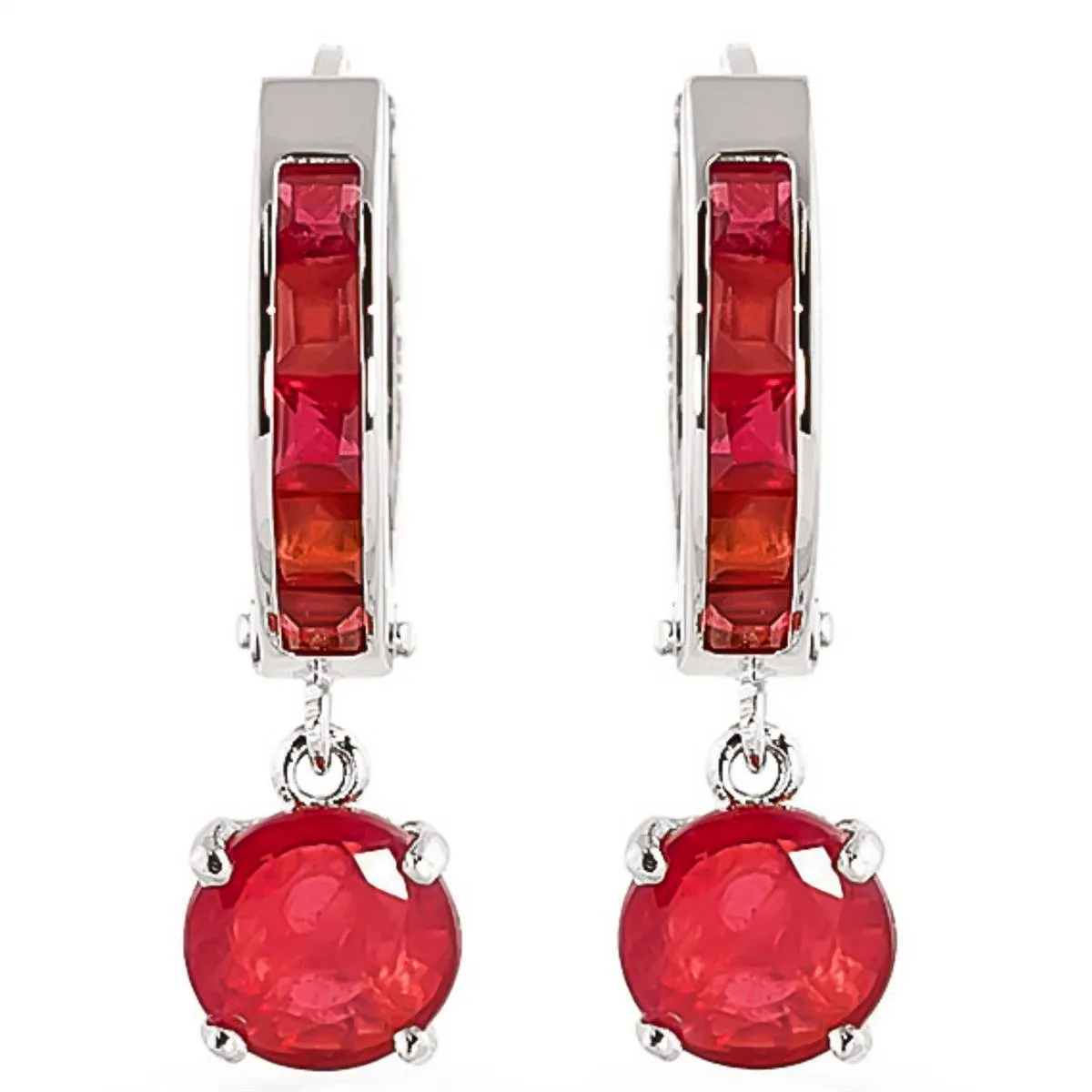 3.3 Carat 14K Solid White Gold Huggie Earrings Natural Ruby