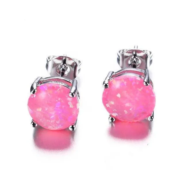 4 Colors, Fire Opal Stud Earrings