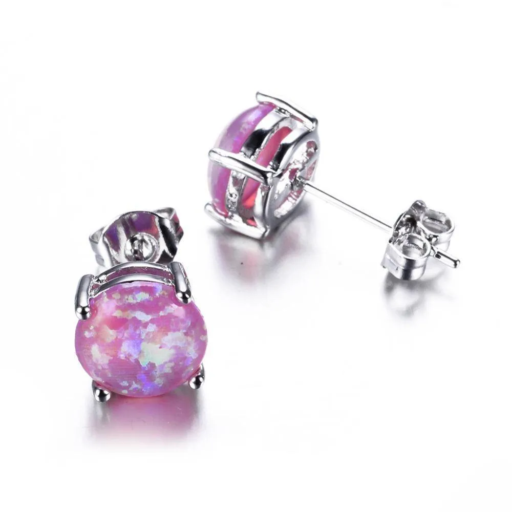 4 Colors, Fire Opal Stud Earrings