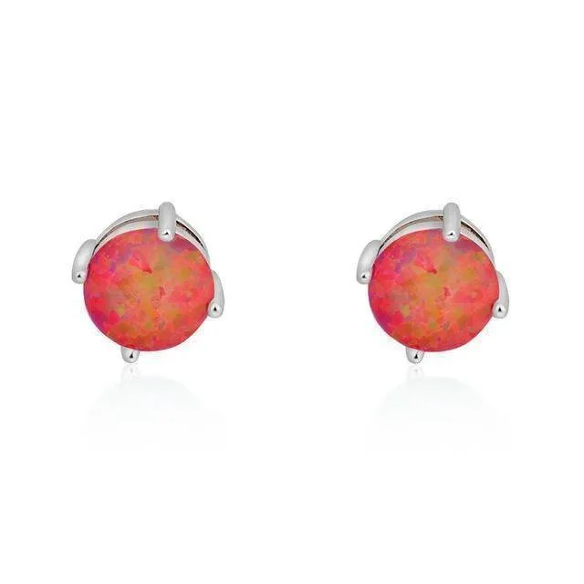 4 Colors, Fire Opal Stud Earrings
