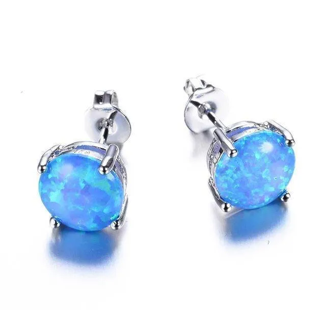 4 Colors, Fire Opal Stud Earrings