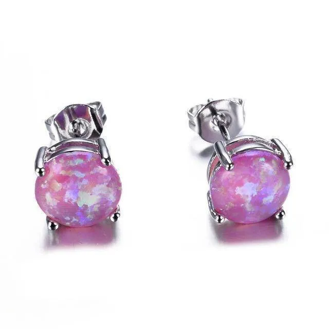 4 Colors, Fire Opal Stud Earrings