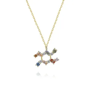 925 Silver Rainbow Sapphire Aquarius Zodiac Charm Necklace