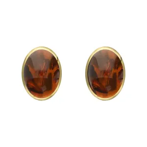 9ct Yellow Gold Amber 7 x 5mm Classic Small Oval Stud Earrings