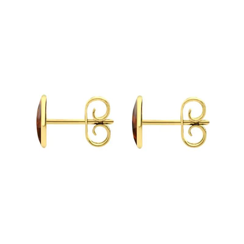 9ct Yellow Gold Amber 7 x 5mm Classic Small Oval Stud Earrings