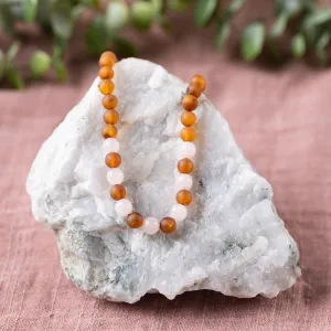 Adults | Rose Quartz   Raw Cognac Amber Necklace