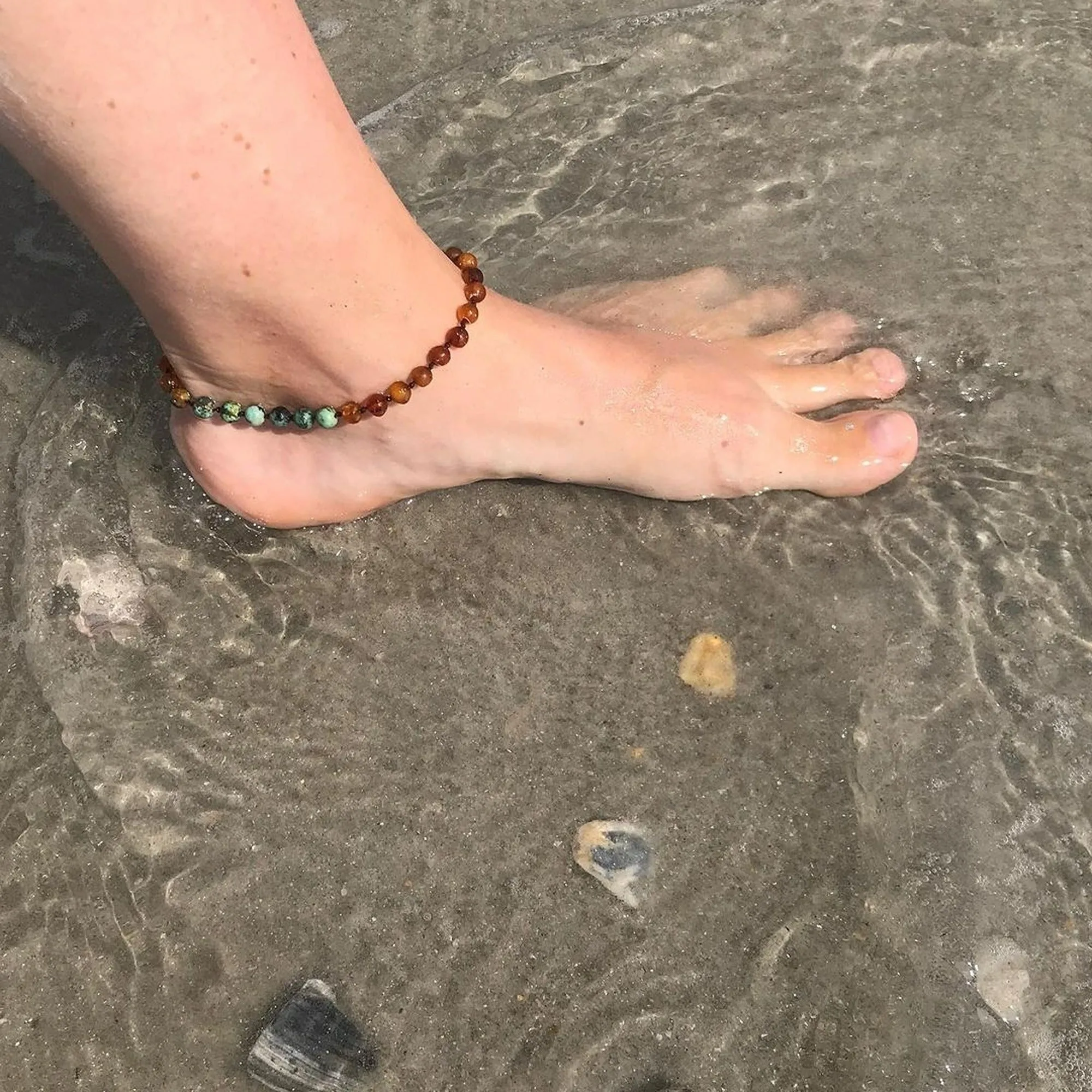 Adults | Sandalwood   Raw Cognac Amber Anklet