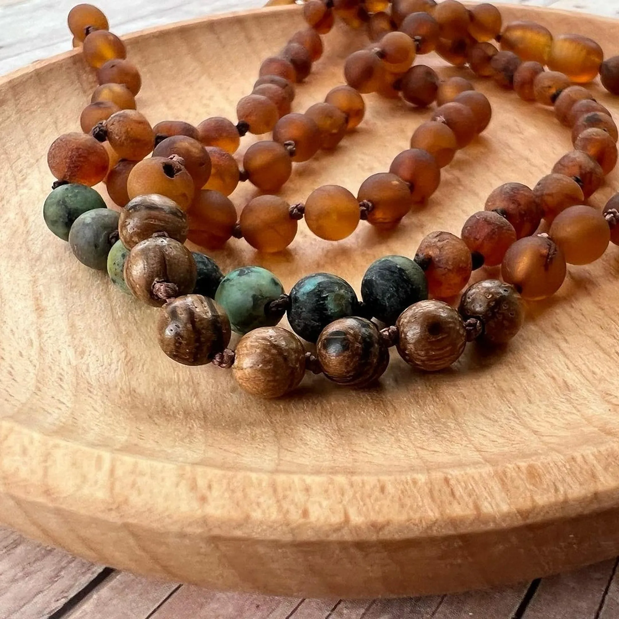 Adults | Sandalwood   Raw Cognac Amber Anklet