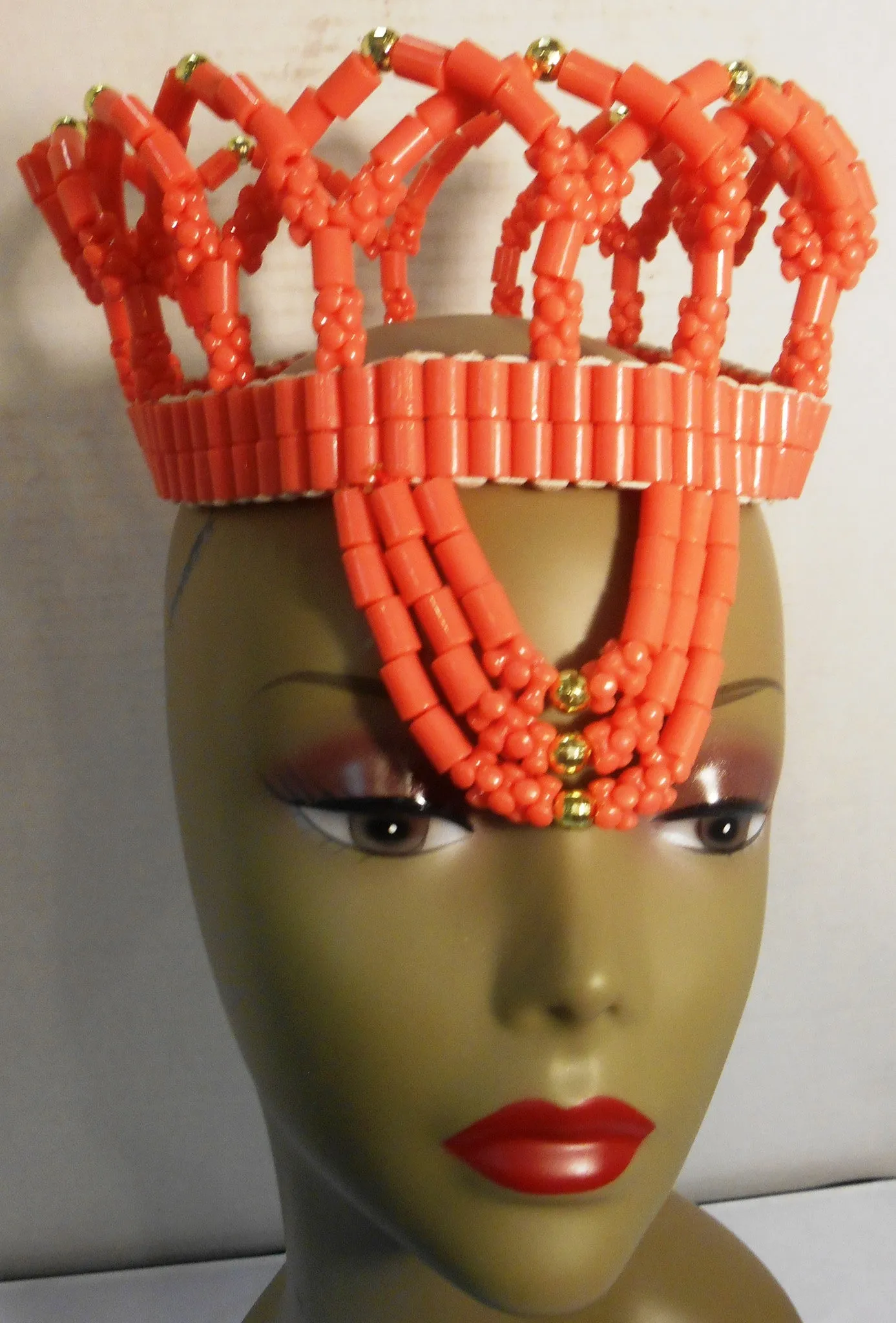 African Royal Bridal Coral Beads Crown