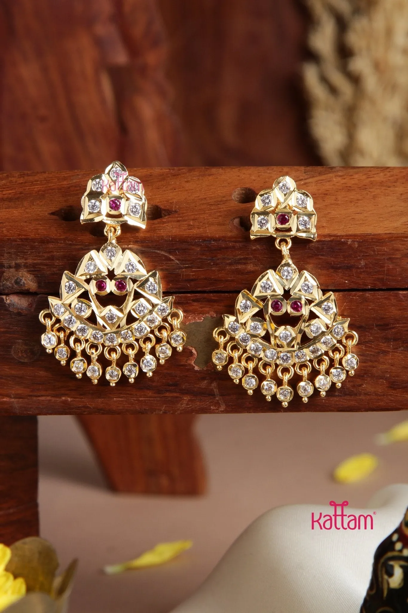 Ajitha - Goltone Gati Ruby Earring