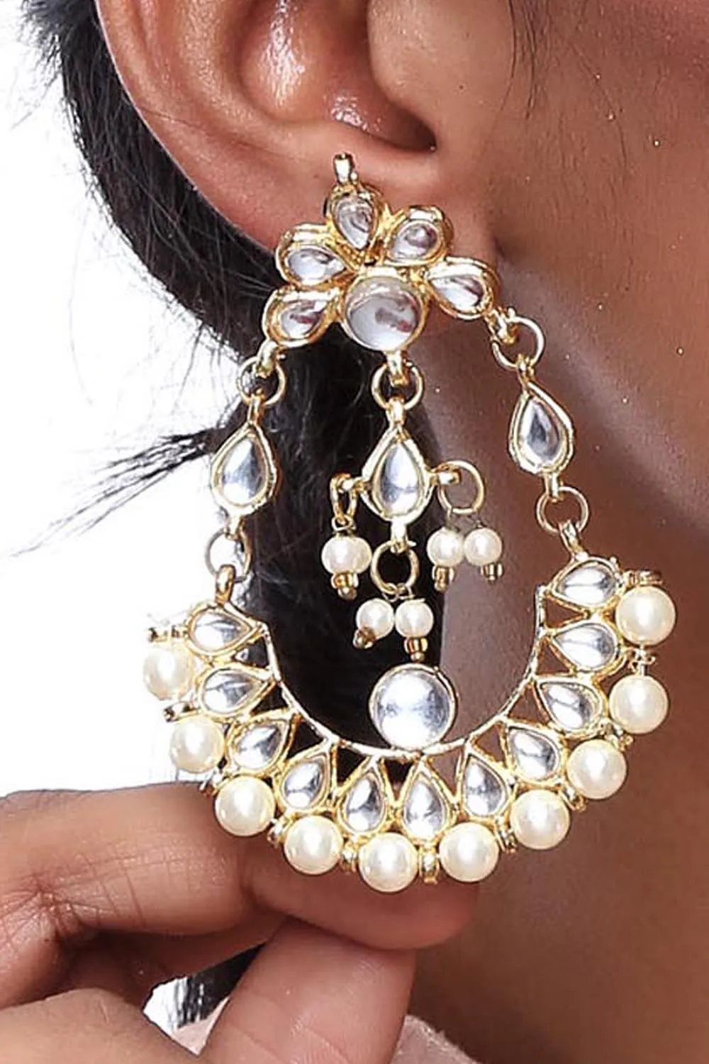 Alloy Large Dangle Earrings in Gold