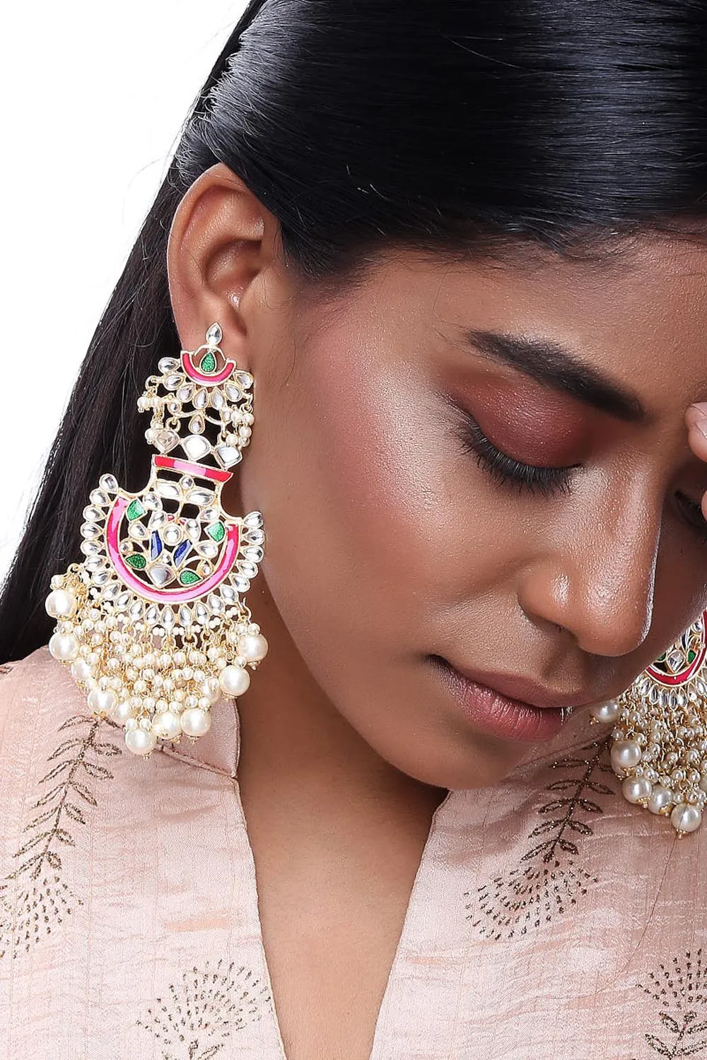 Alloy Large Dangle Earrings in Pink