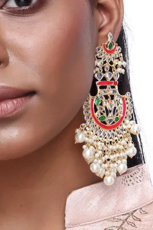 Alloy Large Dangle Earrings in Pink