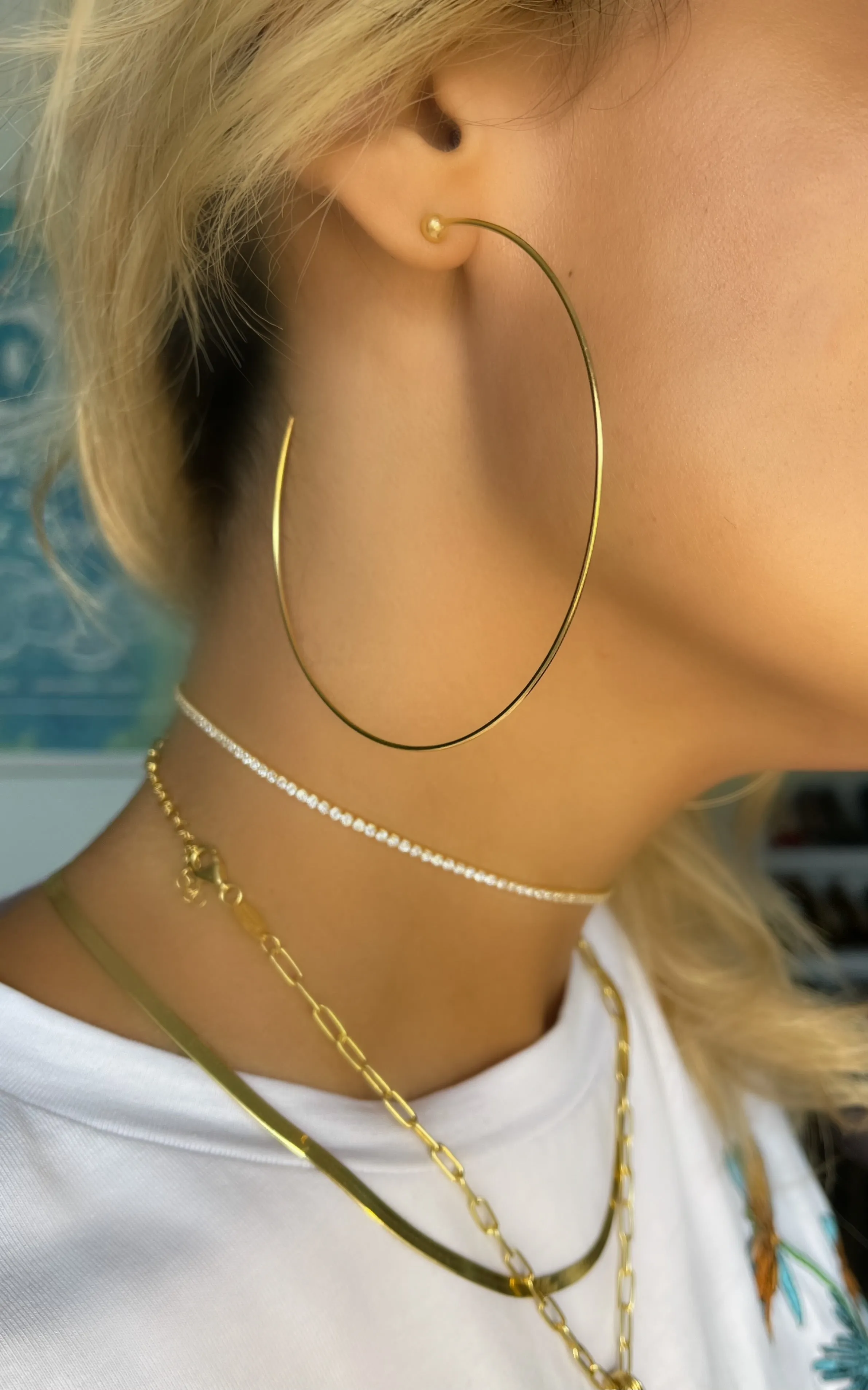 Amber Thread Hoops
