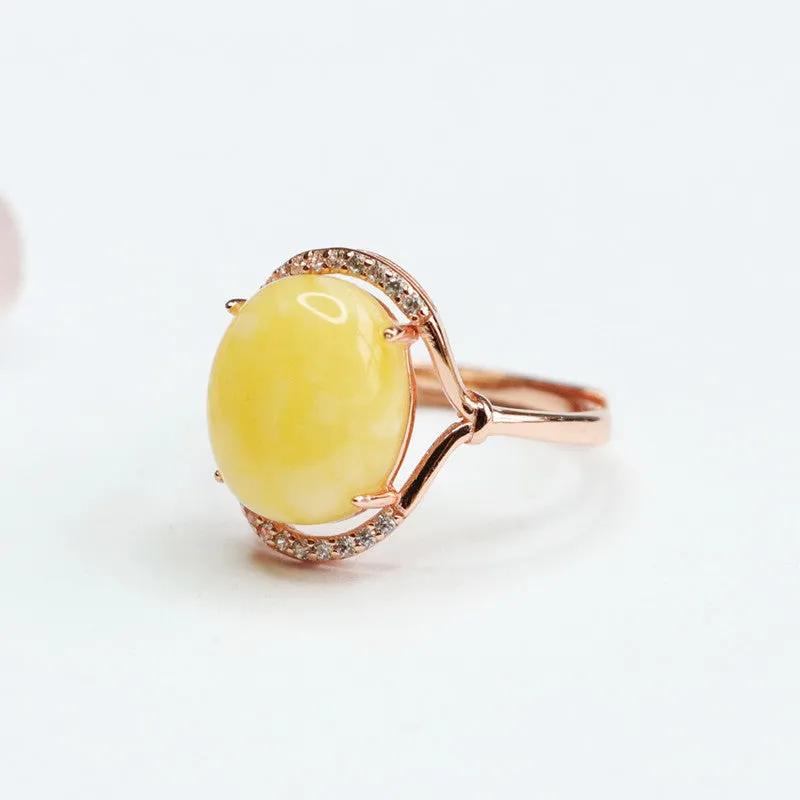 Amber Zircon Ring with Natural Bee's Wax in Sterling Silver