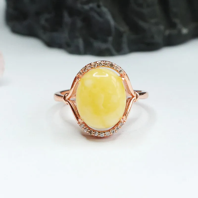 Amber Zircon Ring with Natural Bee's Wax in Sterling Silver