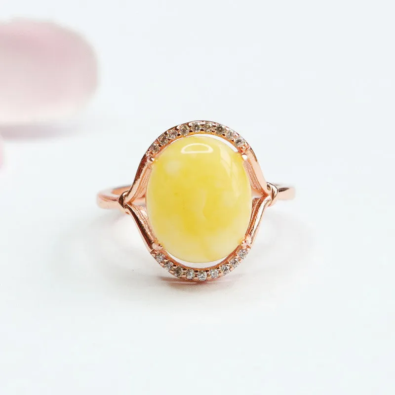 Amber Zircon Ring with Natural Bee's Wax in Sterling Silver