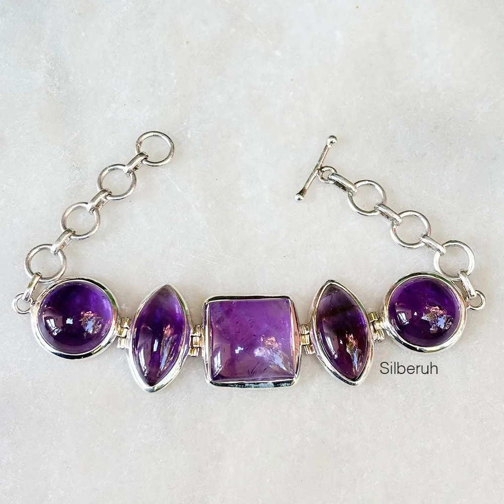 Amethyst Chunky Silver Bracelet