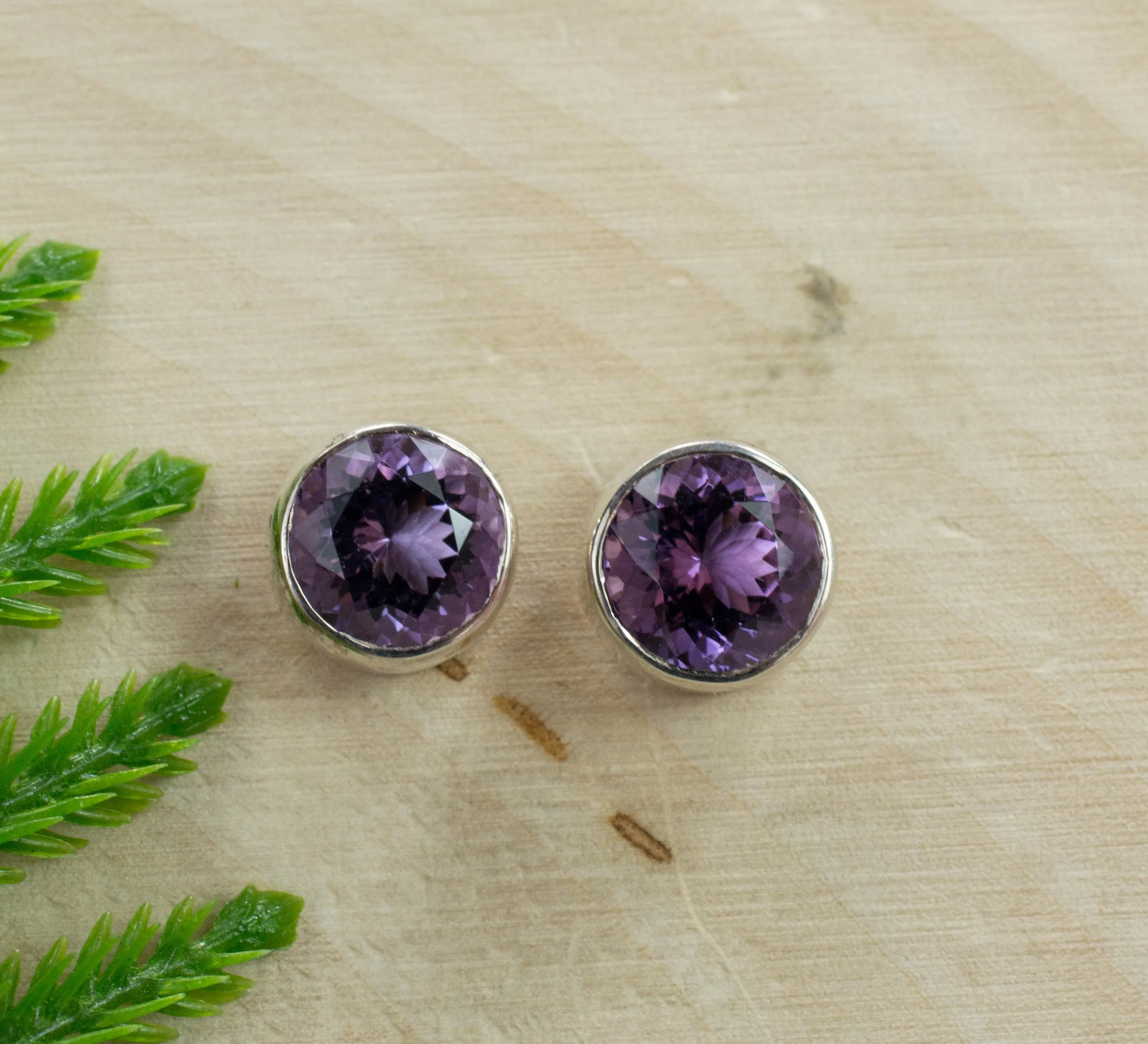 Amethyst Earrings, Genuine Untreated Brazilian Amethyst