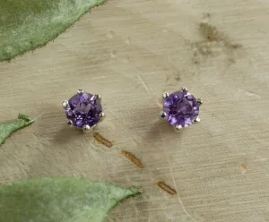Amethyst Earrings, Natural Untreated Brazil Amethyst