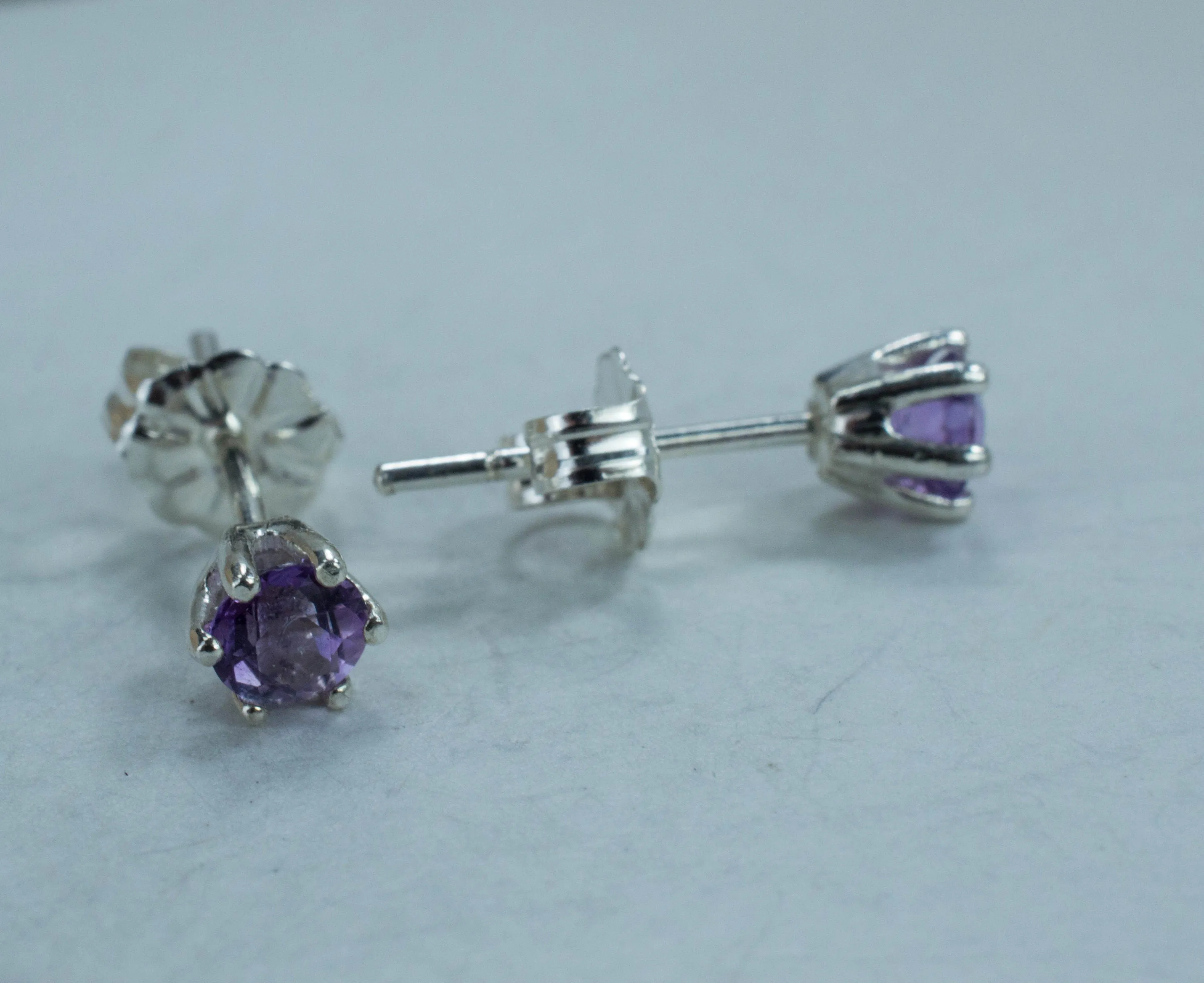 Amethyst Earrings, Natural Untreated Brazil Amethyst