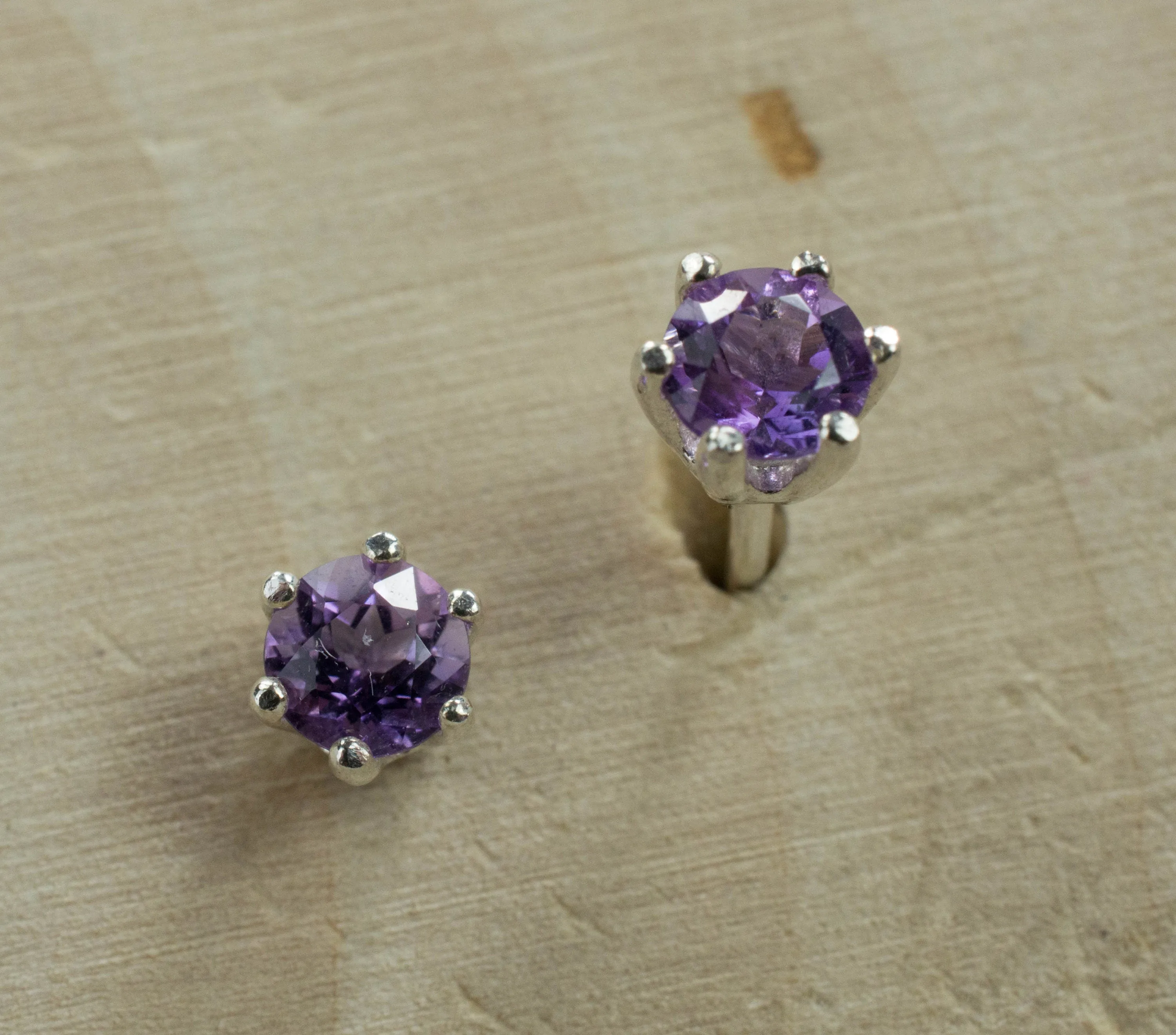 Amethyst Earrings, Natural Untreated Brazil Amethyst