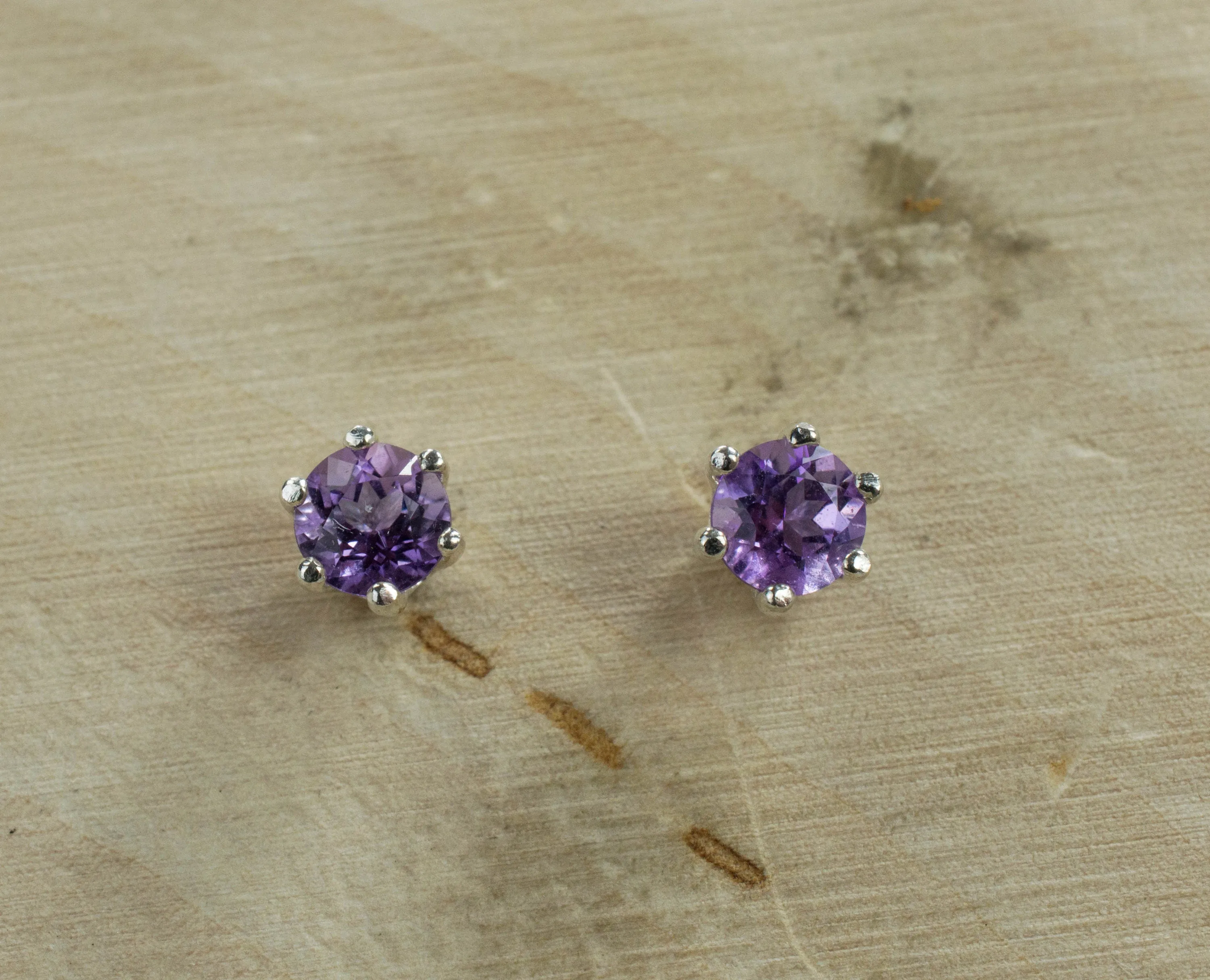 Amethyst Earrings, Natural Untreated Brazil Amethyst