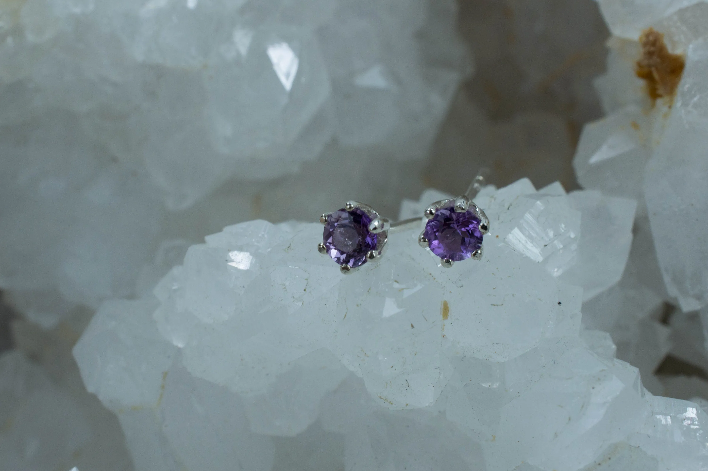 Amethyst Earrings, Natural Untreated Brazil Amethyst