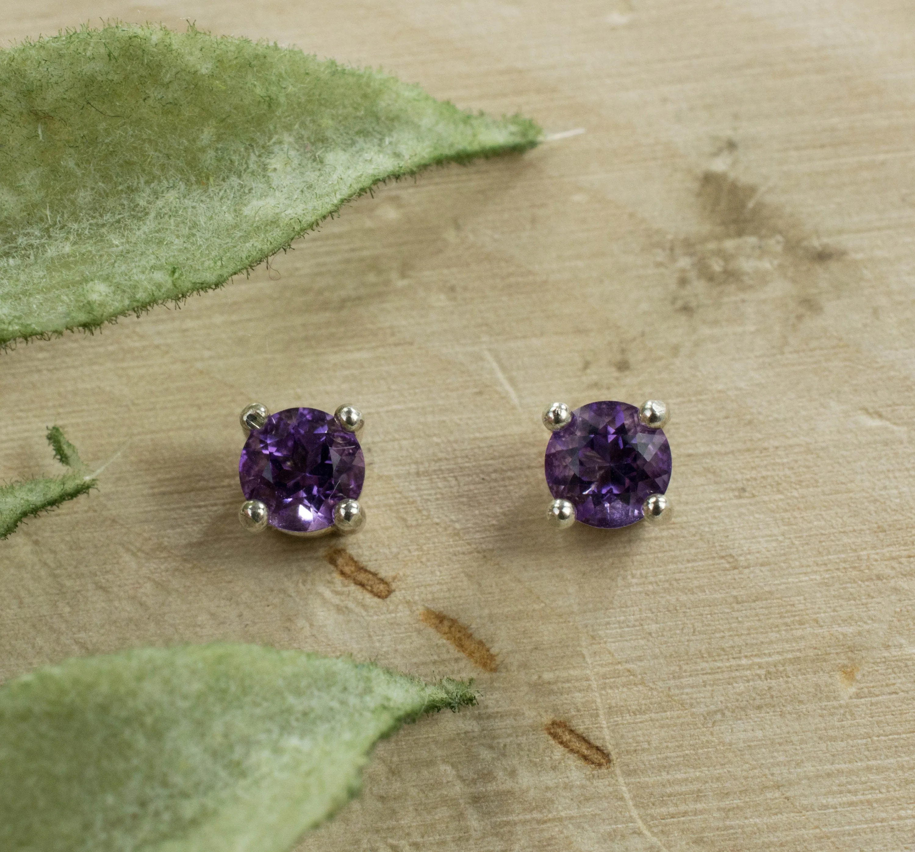 Amethyst Earrings, Natural Untreated Brazilian Amethyst