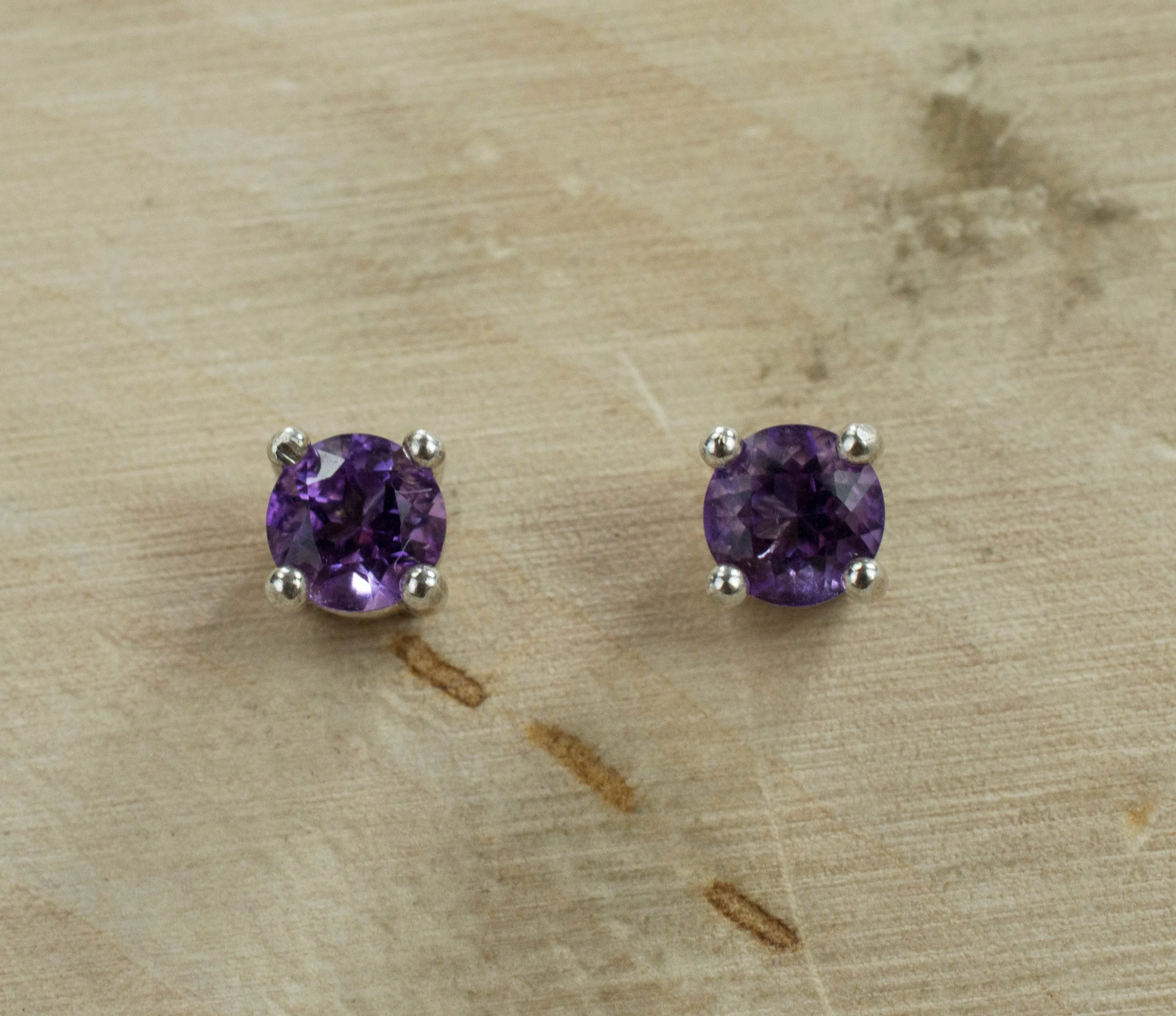 Amethyst Earrings, Natural Untreated Brazilian Amethyst