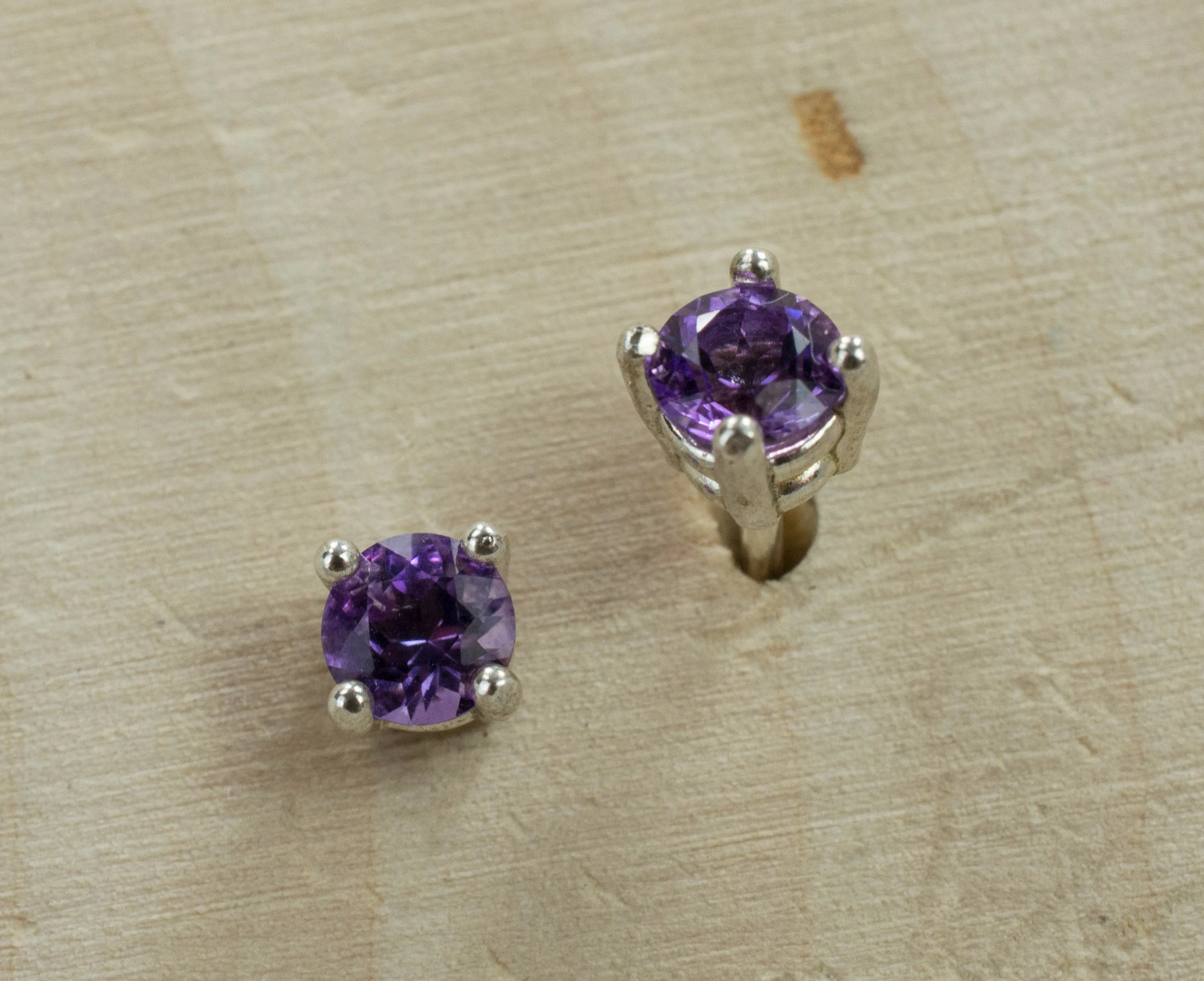 Amethyst Earrings, Natural Untreated Brazilian Amethyst