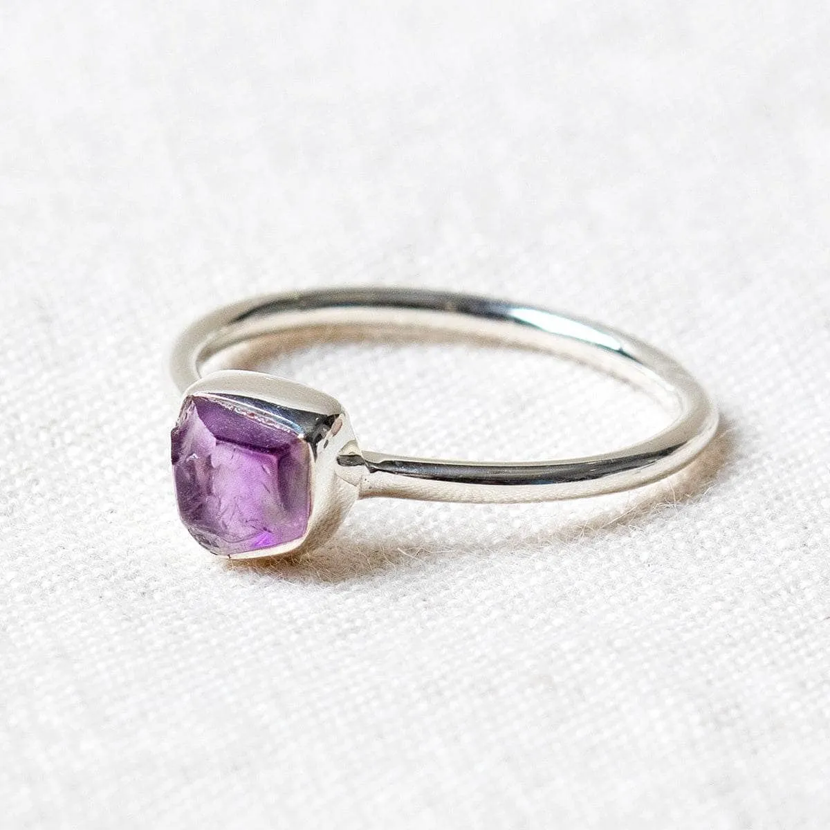 Amethyst Freeform Raw Silver Ring