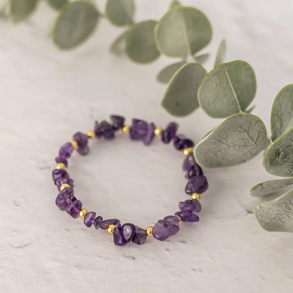 Amethyst Gemstone Bracelet in Sterling Silver or Gold Filled