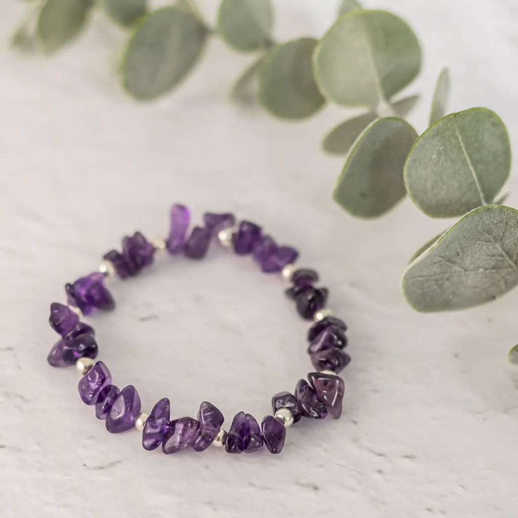 Amethyst Gemstone Bracelet in Sterling Silver or Gold Filled