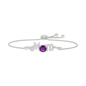 Amethyst MOM Sterling Silver Bolo Bracelet