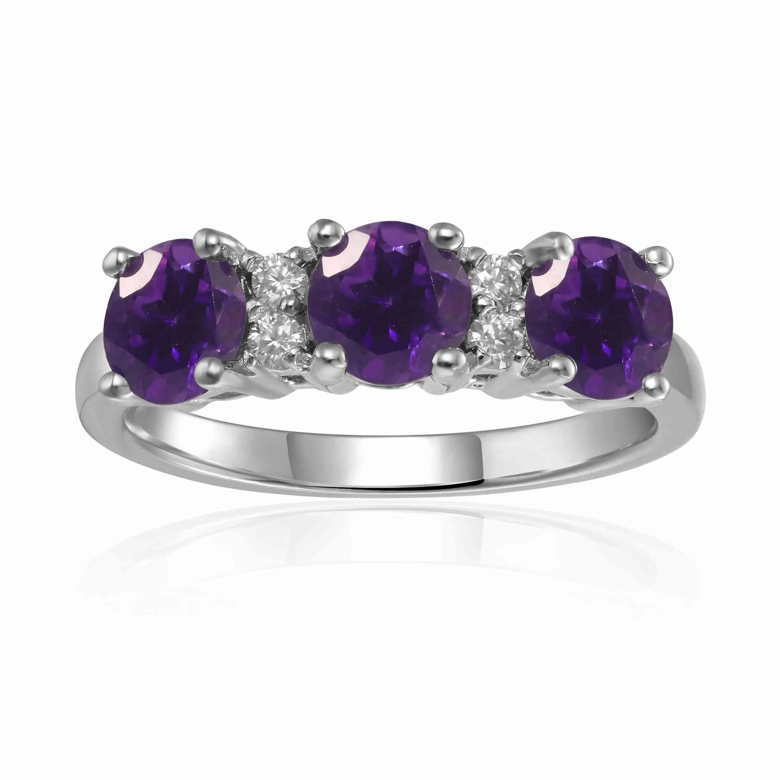 Amethyst Three Stone Ring
