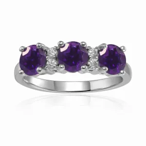 Amethyst Three Stone Ring