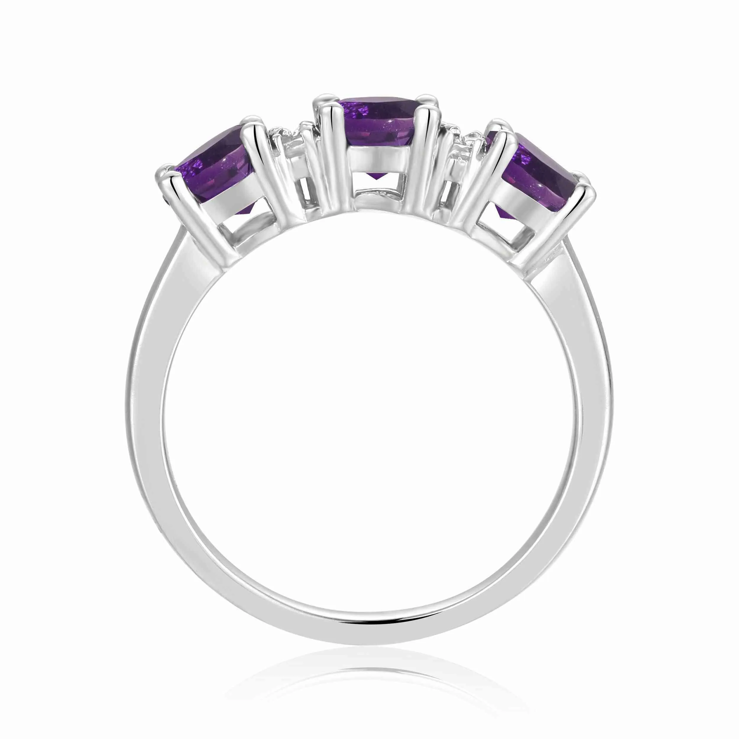 Amethyst Three Stone Ring