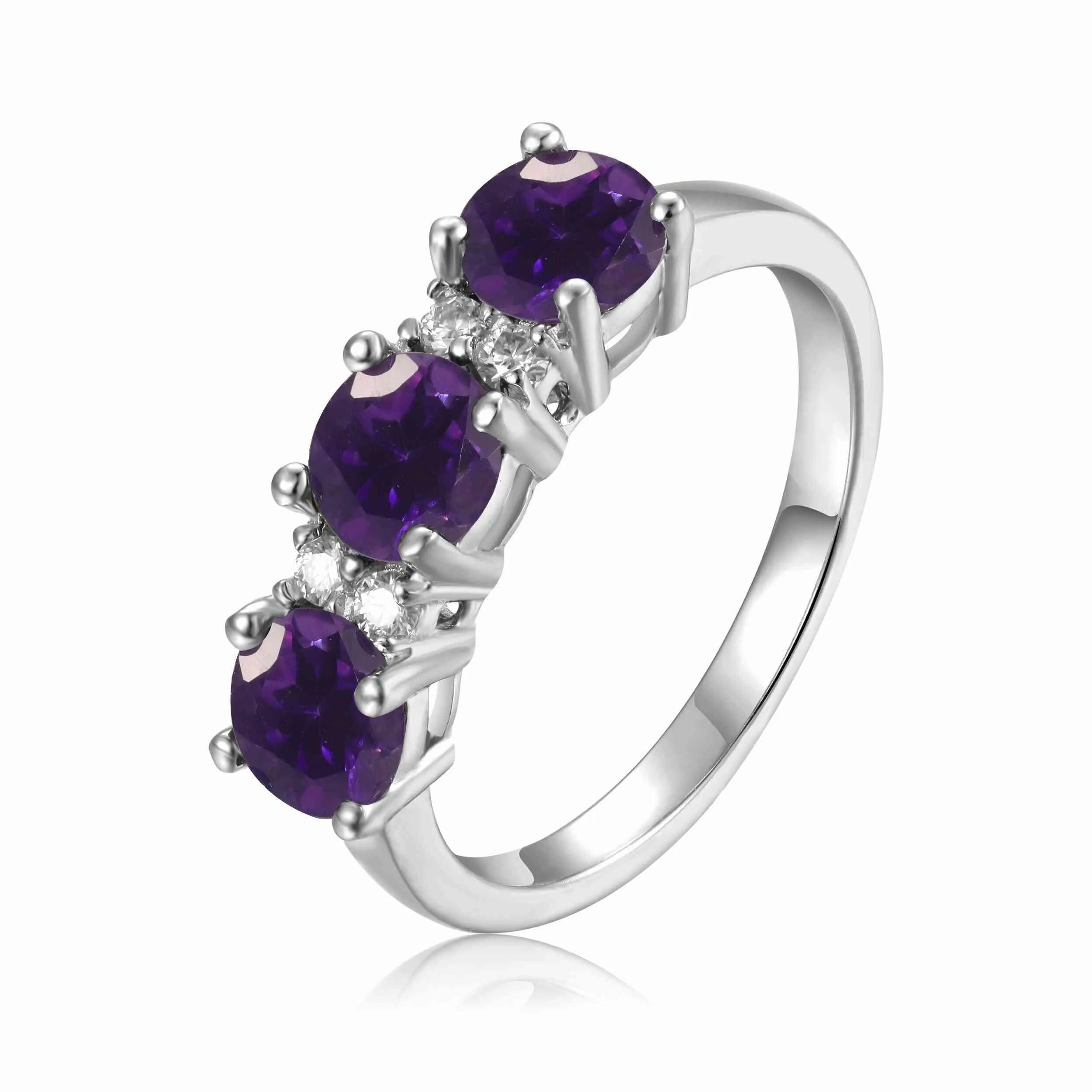 Amethyst Three Stone Ring