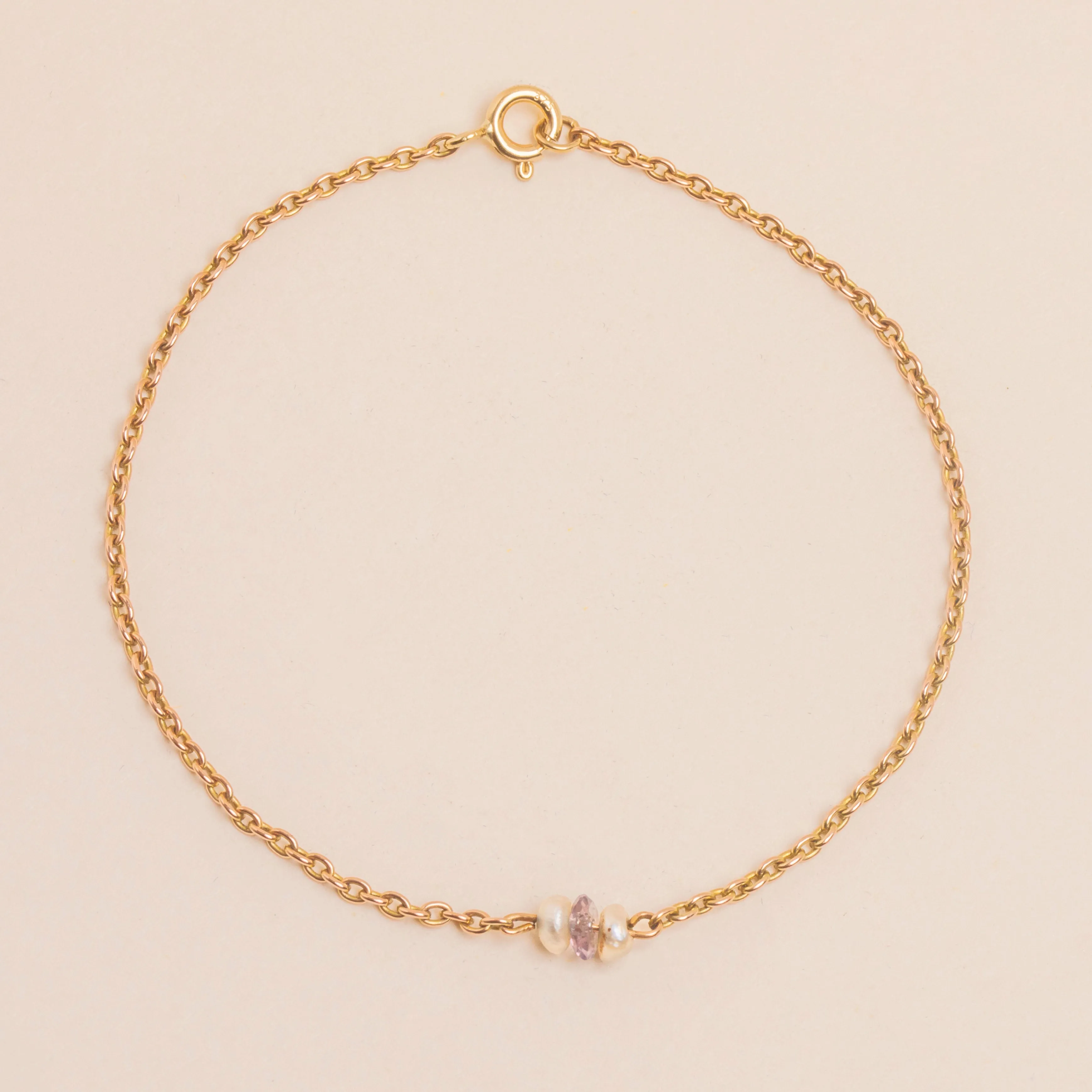Antique 9ct Gold Pearl & Amethyst Bracelet