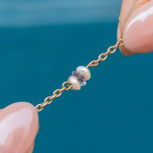 Antique 9ct Gold Pearl & Amethyst Bracelet