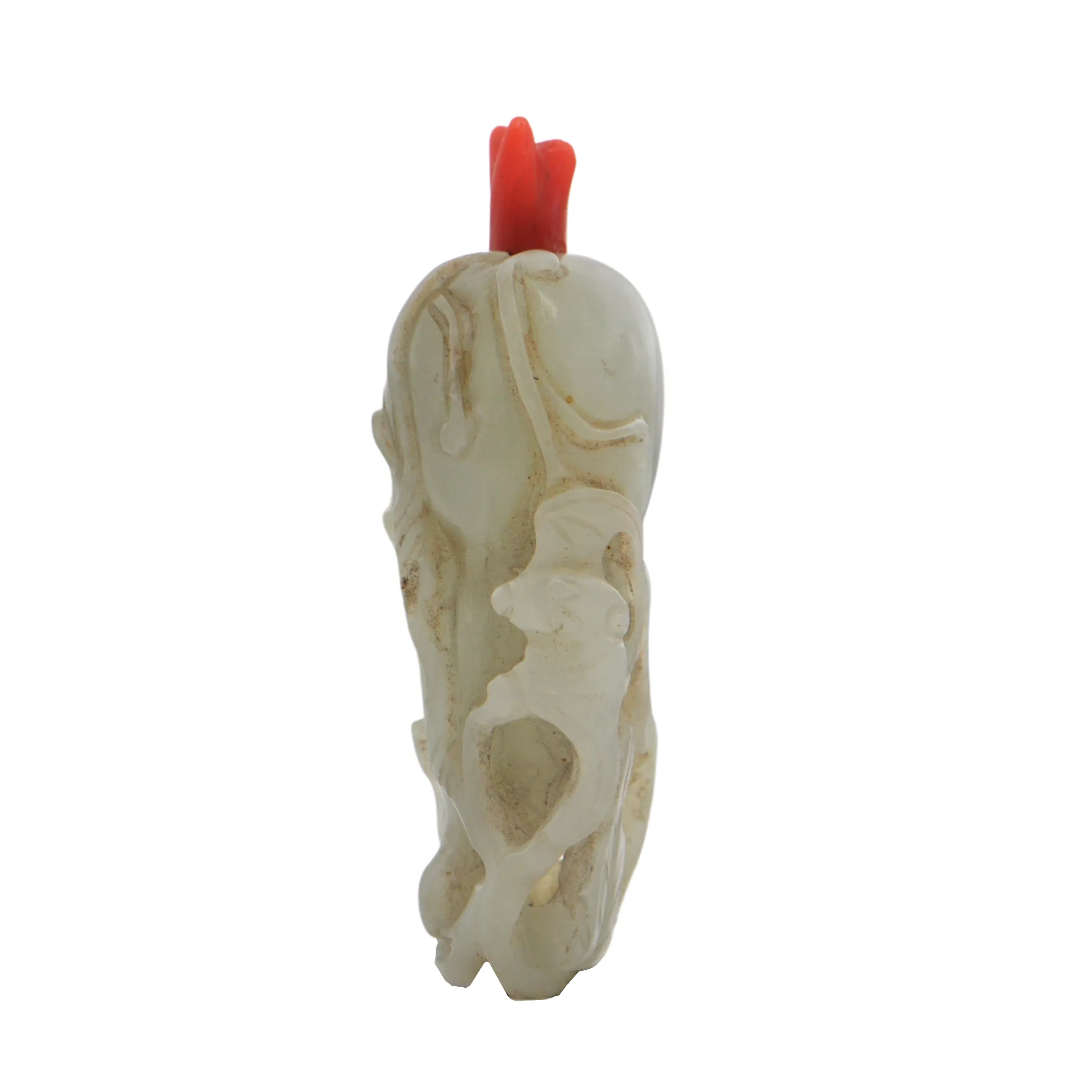 Antique Early Nineteenth Century Chinese Jadeite and Coral Snuff Bottle