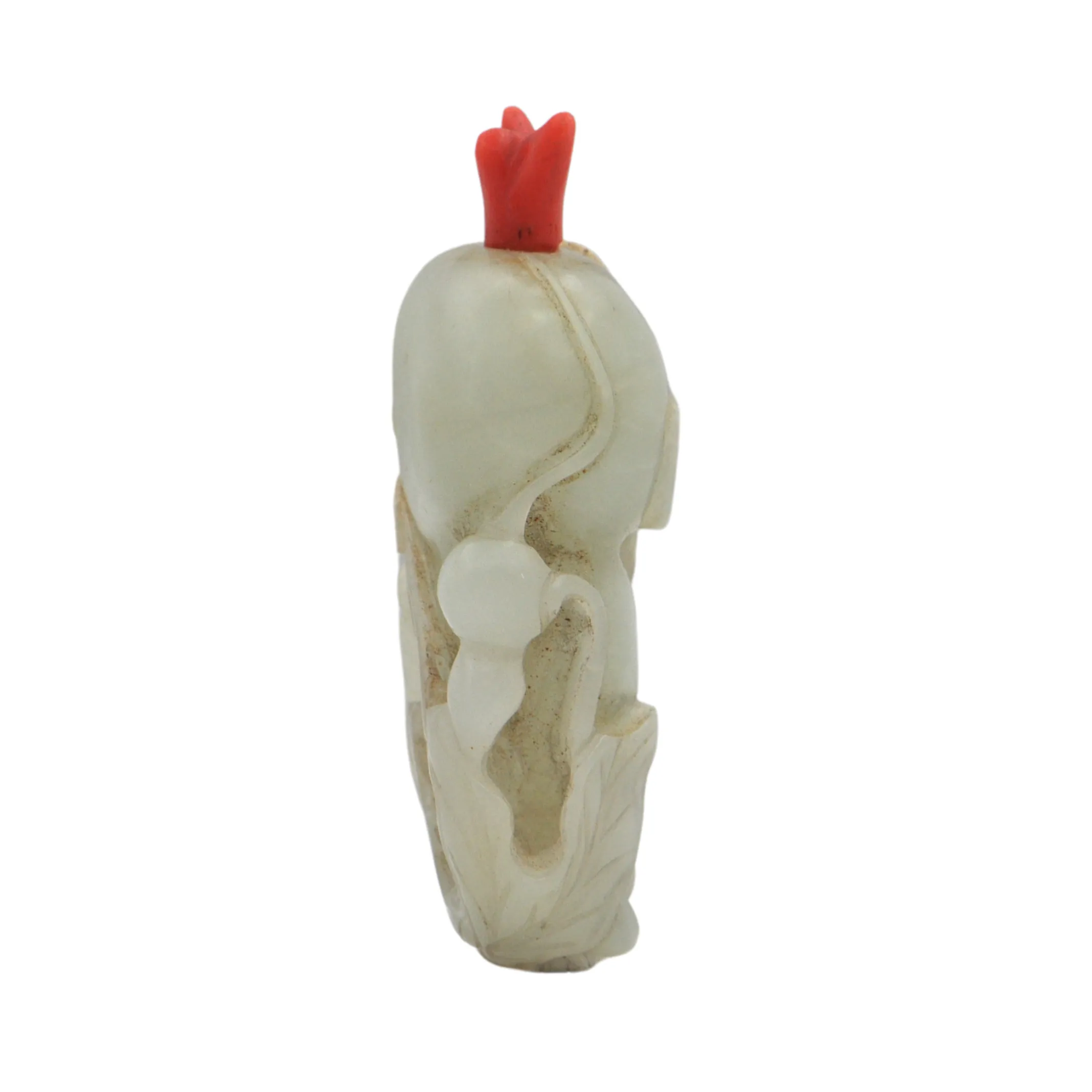 Antique Early Nineteenth Century Chinese Jadeite and Coral Snuff Bottle