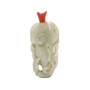 Antique Early Nineteenth Century Chinese Jadeite and Coral Snuff Bottle