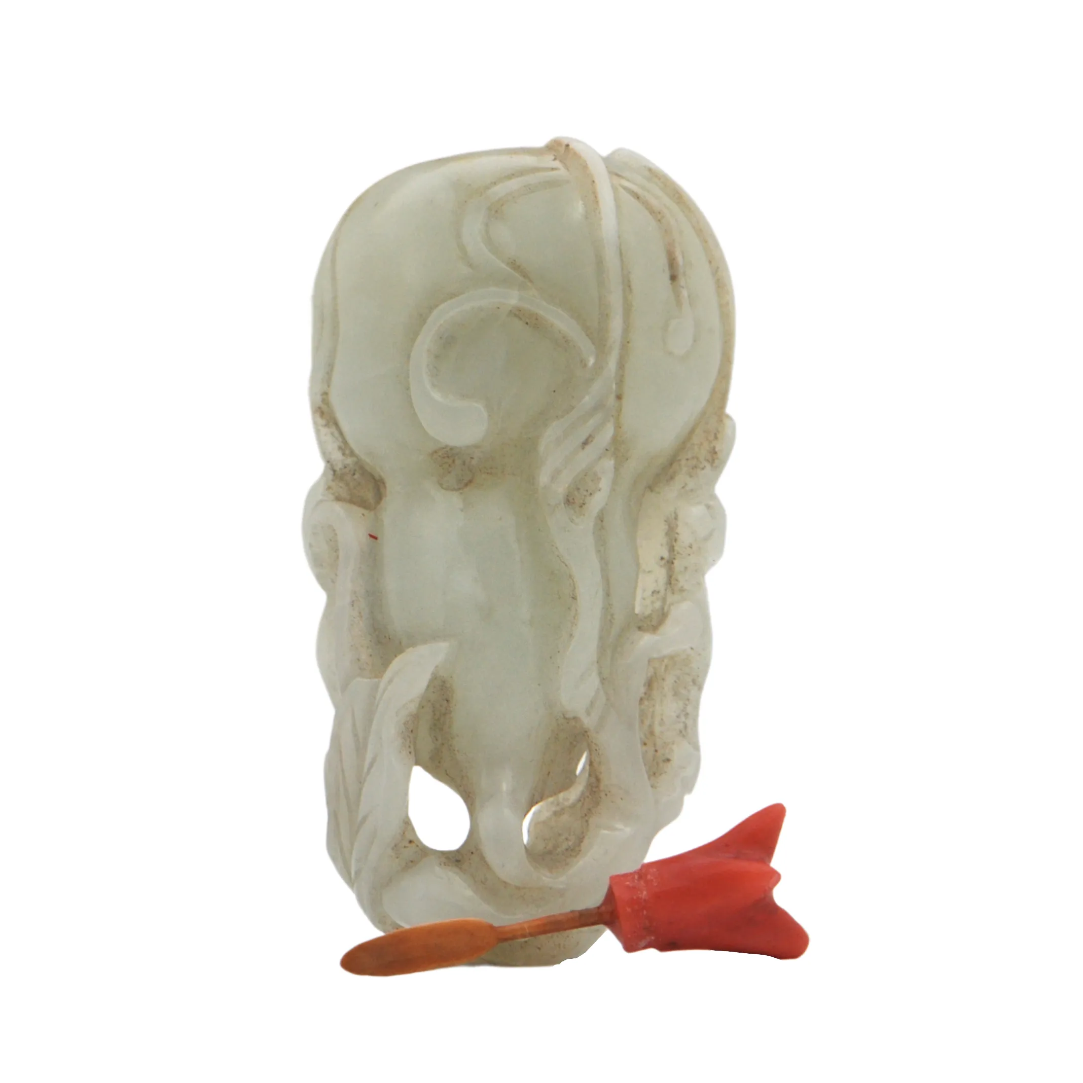 Antique Early Nineteenth Century Chinese Jadeite and Coral Snuff Bottle